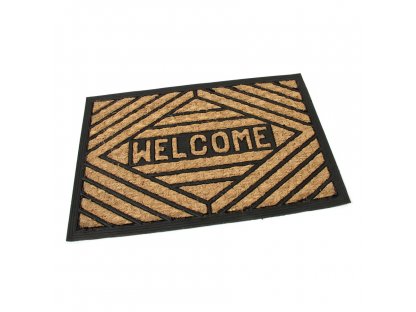 Kokosová čistiaca vonkajšia vstupná rohož FLOMA Welcome - Rectangle - dĺžka 40 cm, šírka 60 cm, výška 0,8 cm