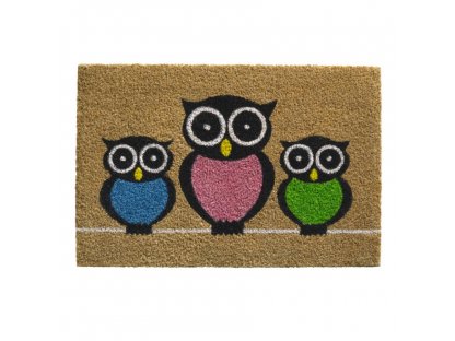 Kokosová vnútorná čistiaca vstupná rohož FLOMA Ruco Owls - 40 x 60 x 1,5 cm