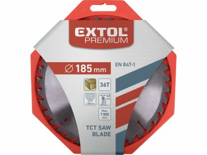 Kotúč pílový s SK plátkami, Ø185x3,2x20mm, 36z, EXTOL PREMIUM