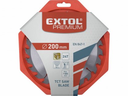 Kotúč pílový s SK plátkami, Ø200x3,2x30mm, 24z, EXTOL PREMIUM