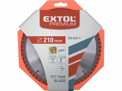 Kotúč pílový s SK plátkami, Ø210x3,2x30mm, 60z, EXTOL PREMIUM