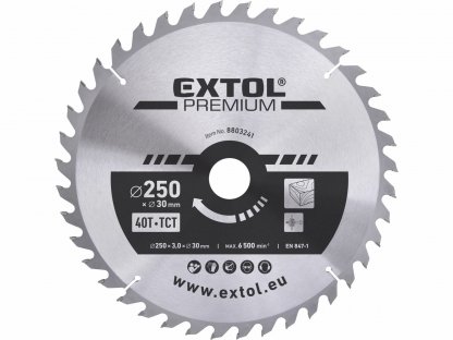 Kotúč pílový s SK plátkami, Ø250x3,2x30mm, 40z, EXTOL PREMIUM