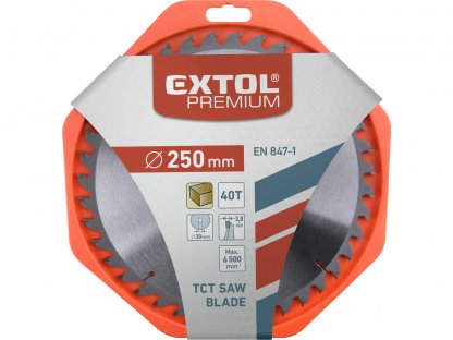 Kotúč pílový s SK plátkami, Ø250x3,2x30mm, 40z, EXTOL PREMIUM