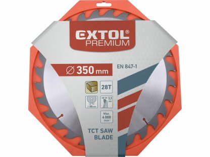 Kotúč pílový s SK plátkami, Ø350x3,5x30mm, 28z, EXTOL PREMIUM