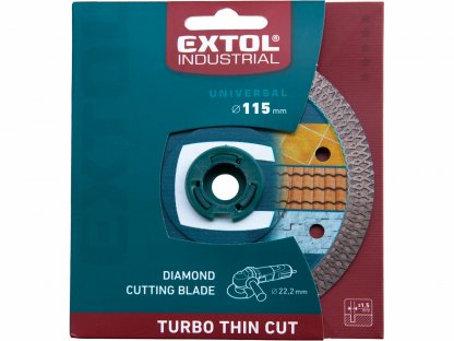 Kotúč rezný diamantový Turbo Thin Cut, 115mm, suché aj mokré rezanie, EXTOL INDUSTRIAL