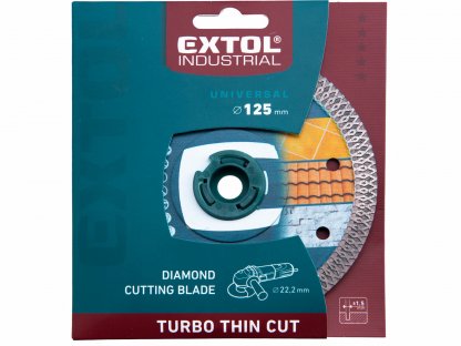 Kotúč rezný diamantový Turbo Thin Cut, 125mm, suché aj mokré rezanie, EXTOL INDUSTRIAL