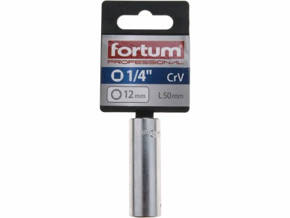 Kľúč nástrčný predĺžený, 12mm, 1/4”, FORTUM