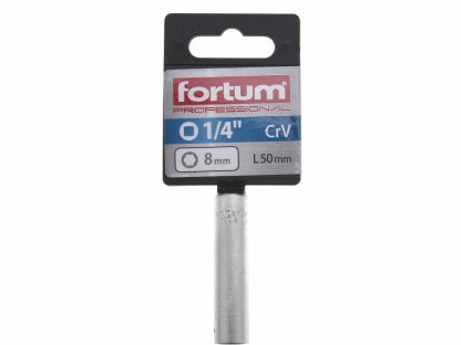 Kľúč nástrčný predĺžený, 8mm, 1/4”, FORTUM