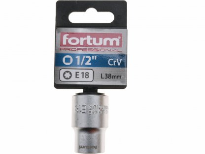 Kľúč nástrčný TORX, E18, 1/2”, FORTUM