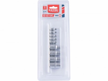 Kľúče nástrčné Torx, 1/4\'\' E5-18, CrV, EXTOL PREMIUM