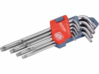 Kľúče Torx s dierkou, 9-dielna sada, T10-50, CrV, EXTOL PREMIUM