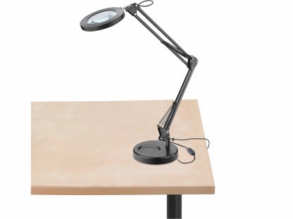 Lampa stolová s LED a lupou, 2400lm, USB napájanie, čierna, EXTOL LIGHT