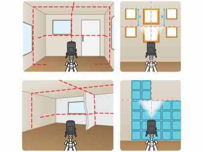 Laser líniový, krížový samonivelačný, červený, 1H-4V-6B, Li-ion akumulátor, USB nabíjanie, EXTOL PRE