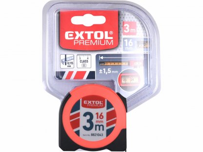 Meter zvinovací s okienkom, 3m/16mm, EXTOL PREMIUM