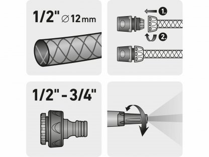 Postrekovač záhradný + rýchlospojky na hadicu plastové, 4-dielna sada, 1/2\'\', EXTOL PREMIUM