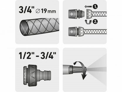 Postrekovač záhradný + rýchlospojky na hadicu plastové, 4-dielna sada, 3/4\'\', EXTOL PREMIUM