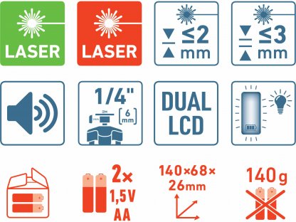 Prijímač laserového lúča pre červený a zelený laser, EXTOL PREMIUM