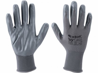 Rukavice nylon, máčané v nitrile,  L/10", EXTOL PREMIUM