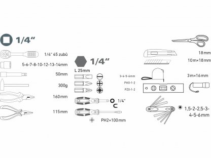 Sada náradia 47-dielna, CrV, EXTOL LADY