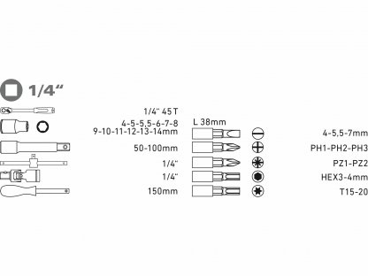Sada nástrčných kľúčov, 30-dielna, CrV, EXTOL PREMIUM