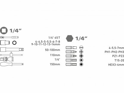 Sada nástrčných kľúčov, 30-dielna, CrV, EXTOL PREMIUM