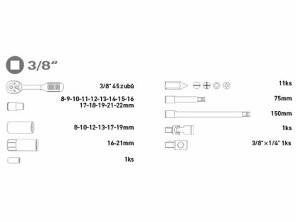 Sada nástrčných kľúčov, 39-dielna, EXTOL PREMIUM