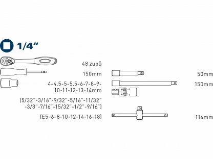 Sada nástrčných kľúčov Multi-lock, 19-dielna, FORTUM