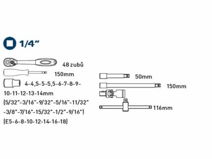 Sada nástrčných kľúčov Multi-lock, 19-dielna, FORTUM