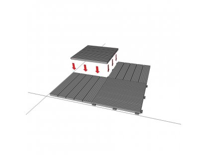 Sivá gumová terasová dlažba FLOMA Cosmopolitan - 45,8 x 45,8 x 2,5 cm