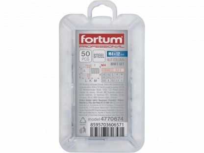 Skrutky nitovacie pozinkované, M4x12mm, 50ks, FORTUM