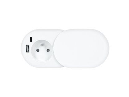 Solight 1z + USB A+C 20W PD vstavaná zásuvka s posuvným viečkom, 2m, matná biela