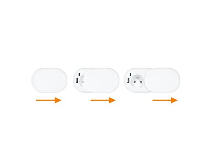 Solight 1z + USB A+C 20W PD vstavaná zásuvka s posuvným viečkom, 2m, matná biela