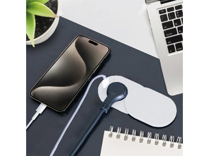 Solight 1z + USB A+C 20W PD vstavaná zásuvka s posuvným viečkom, 2m, matná biela