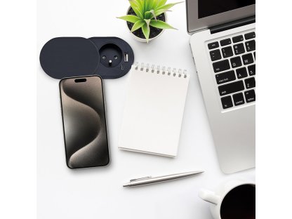 Solight 1z + USB A+C 20W PD vstavaná zásuvka s posuvným viečkom, 2m, matná čierna