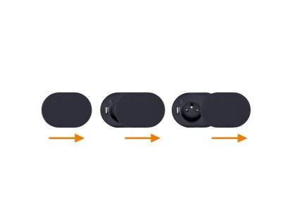 Solight 1z + USB A+C 20W PD vstavaná zásuvka s posuvným viečkom, 2m, matná čierna