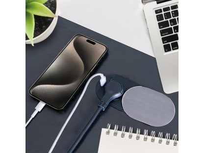 Solight 1z + USB A+C 20W PD vstavaná zásuvka s posuvným viečkom, 2m, strieborná