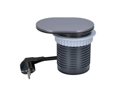 Solight 1z + USB A+C 20W PD vstavaná zásuvka s posuvným viečkom, 2m, strieborná