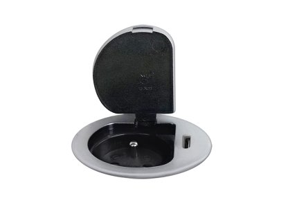 Solight 1z + USB-C 20W PD vstavaná zásuvka, 2m, strieborná