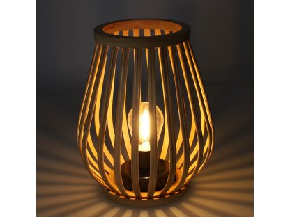 Solight bambusový lampáš s LED žiarovkou, teplá biela, 2x AA, 20cm