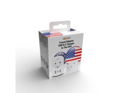 Solight cestovný adaptér s USB do Spojených štátov, typ B