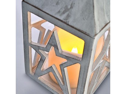 Solight drevená lampáš s LED sviečkou, 3x AAA