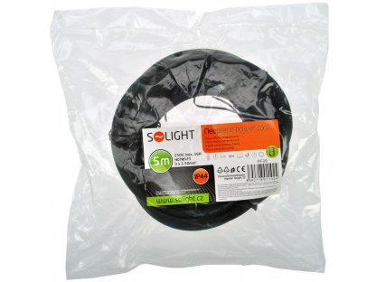 Solight flexo šnúra, 5m, 3 x 2.5mm2, gumová H07RN-F3, čierna