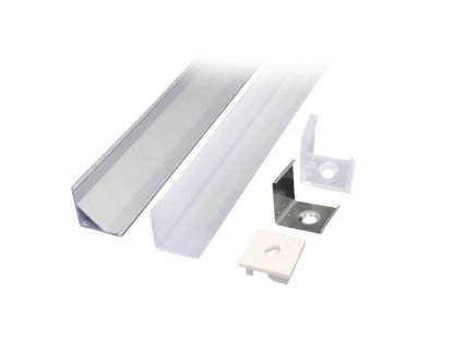 Solight hliníkový profil pre LED pásiky rohový, 16x16mm, mliečny difúzor, 1m