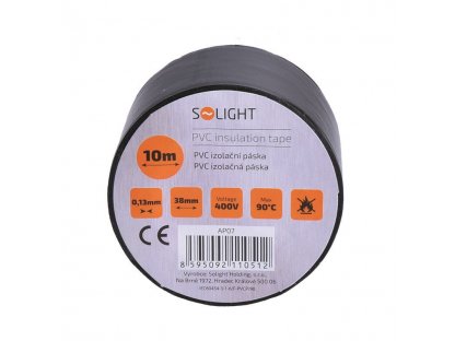 Solight izolačná páska, 38mm x 0,13mm x 10m, čierna