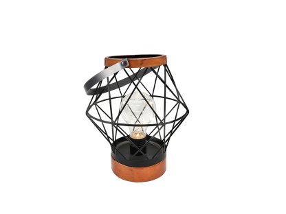 Solight kovový lampáš so žiarovkou s micro LED, teplá biela, 3xAA, 20cm