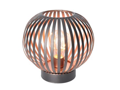 Solight kovový okrúhly lampáš so žiarovkou s micro LED, teplá biela, medená, 3xAA, 19cm