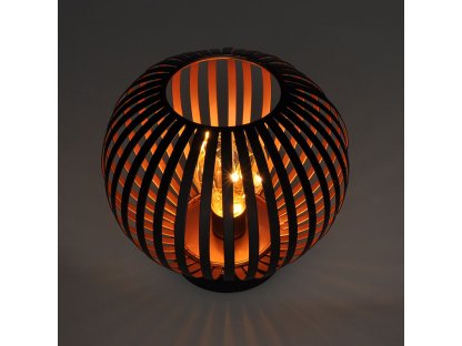 Solight kovový okrúhly lampáš so žiarovkou s micro LED, teplá biela, medená, 3xAA, 19cm