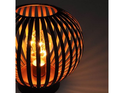 Solight kovový okrúhly lampáš so žiarovkou s micro LED, teplá biela, medená, 3xAA, 19cm