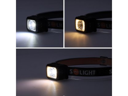 Solight LED čelové nabíjacia svietidlo, 170lm, teplé+studené svetlo, Li-Ion