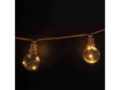 Solight LED dekoratívne žiarovky na provazu, 10x žiarovka, 30LED, 180cm, časovač 3x AA